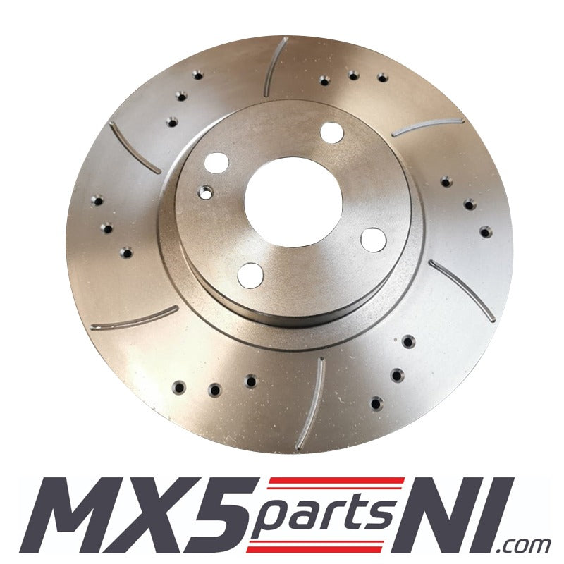 MTEC Rear Drilled And Grooved Brake Discs MX5 MK1 1.8 / MK2 1.6, 1.8